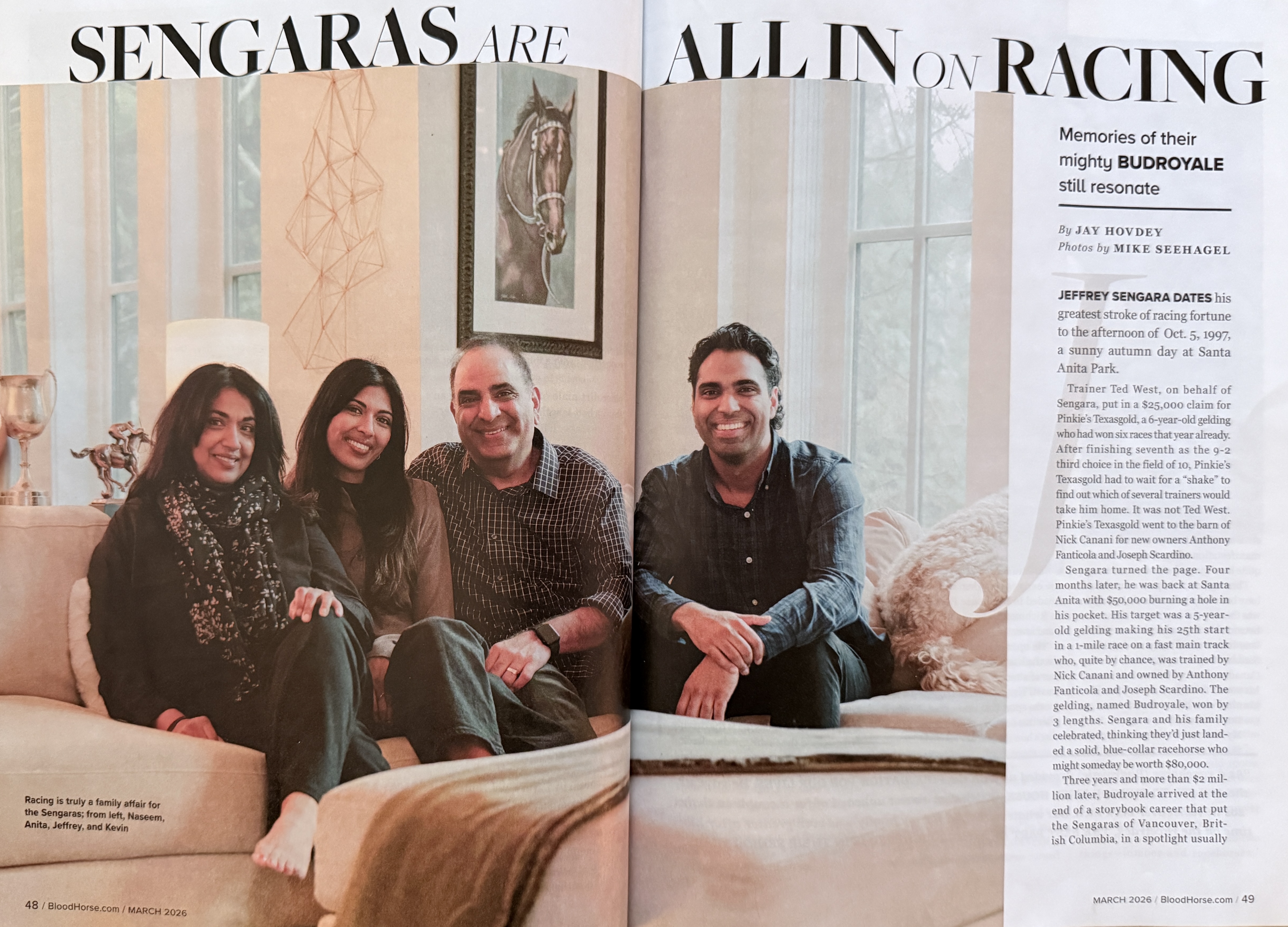 BloodHorse magazine feature about the Sengara family and Budroyale
